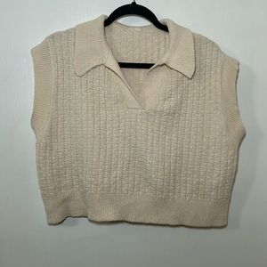 Cream Sleeveless Sweater Vest